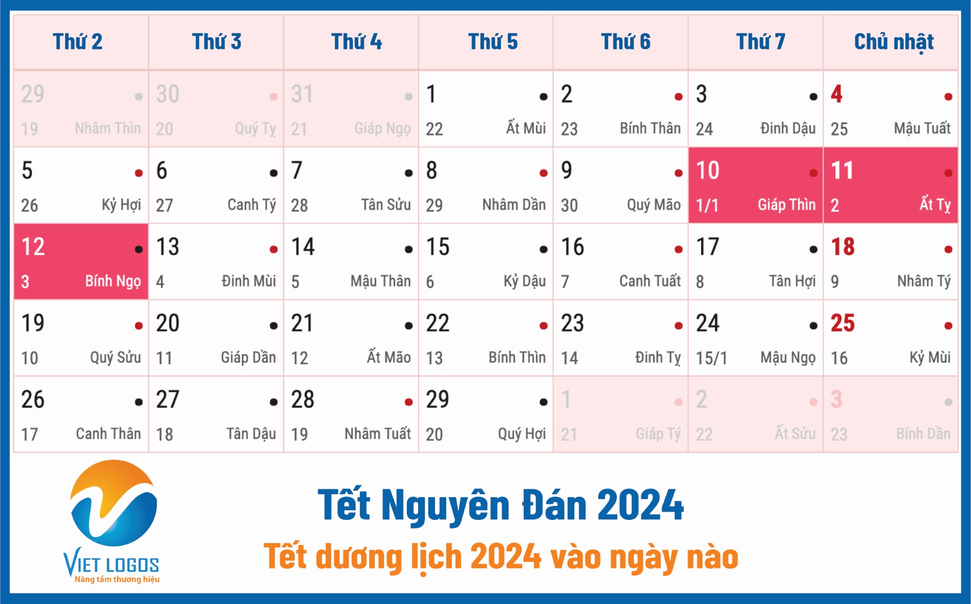 Lịch  tết 2024